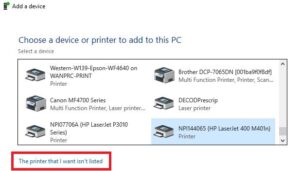 Printer Not Listed