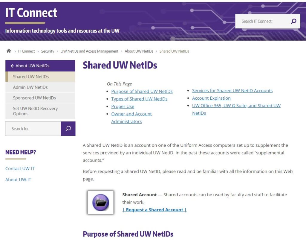 Shared NetID IT Connect